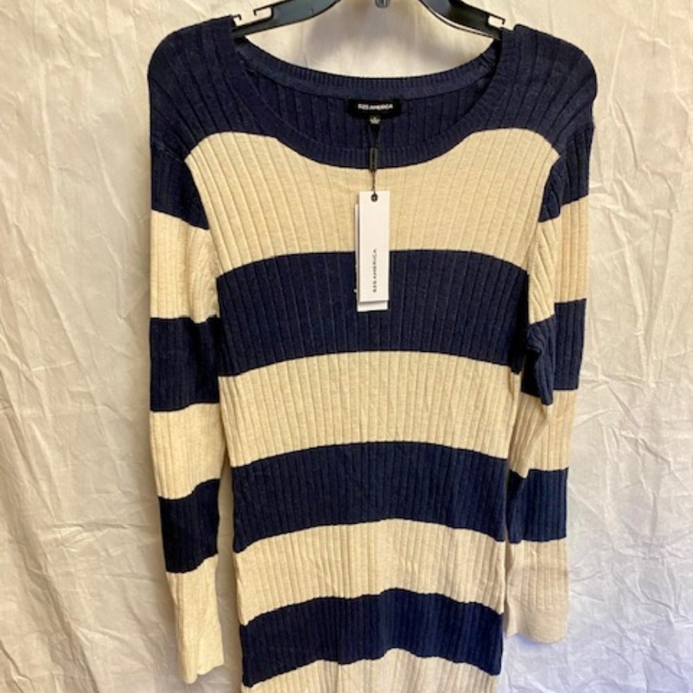 525 America Ecru Melange Ribbed LS Dress Sz L